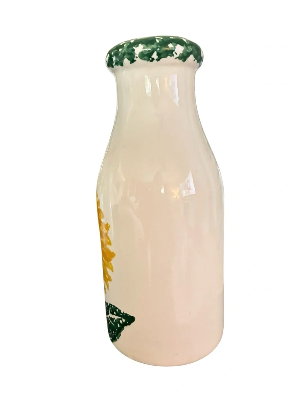 Vintage Crock Shop Santa Ana CA Sunflower Ceramic Milk Bottle Vase 🌻